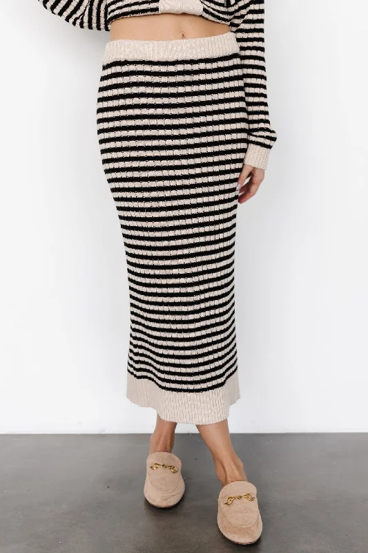 Justina Striped Knit Skirt | Black + Cream