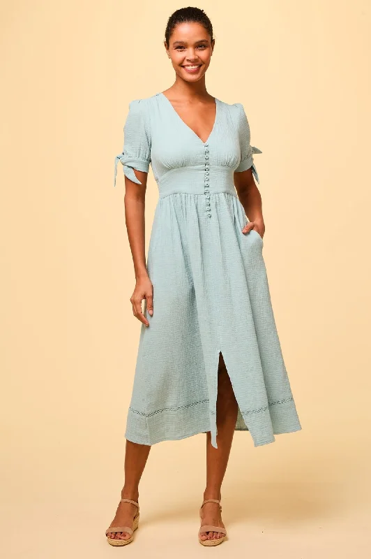 Olga Cheesecloth Dress | Aqua