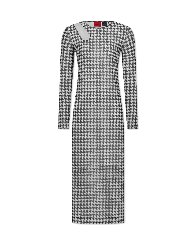 Nalusia Houndstooth Midi Dress