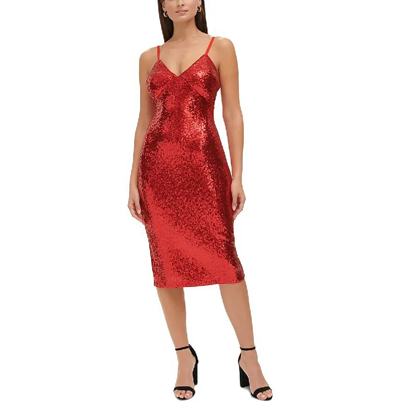 Guess Womens Sequined Midi Midi Dress