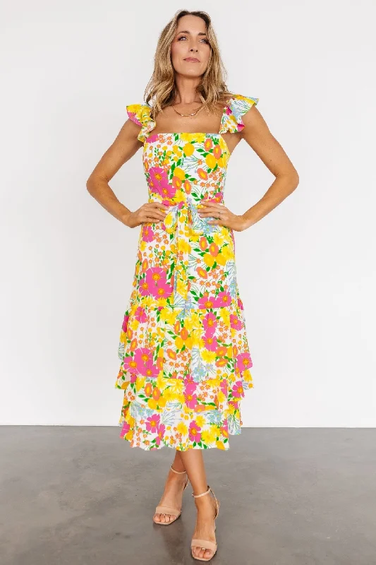 Dani Ruffle Tiered Midi Dress | Multi Floral