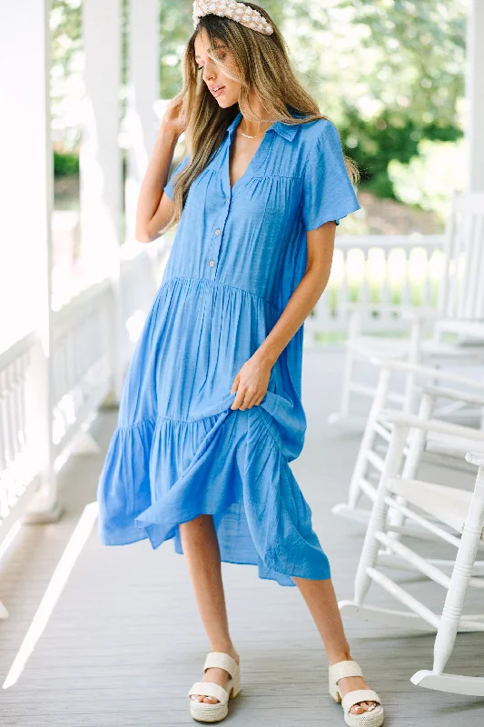 Feel Your Best Crystal Blue Tiered Midi Dress