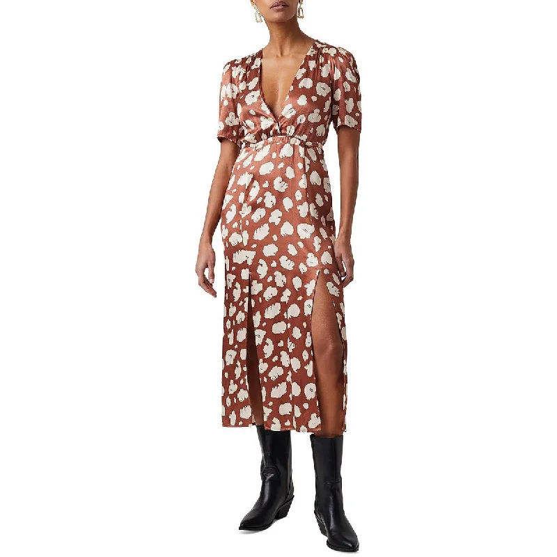 French Connection Womens Printed Tea Length Midi Dress