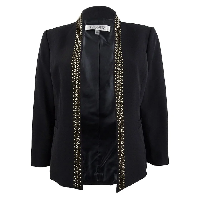 Kasper Women's Embellished Open-Front Blazer (4, Black/Gold)