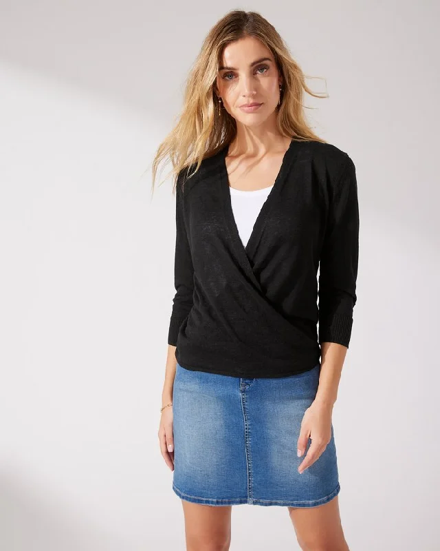 Tommy Bahama Addison Linen-Blend Cardigan Black