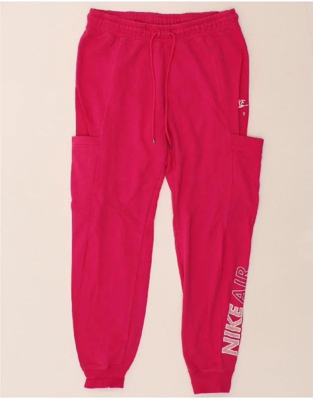 NIKE Womens Graphic Cargo Tracksuit Trousers Joggers UK 14 Medium Pink