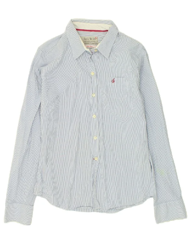 JACK WILLS Womens Shirt UK 12 Medium  Blue Pinstripe Cotton