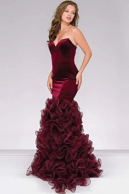 Jovani - Strapless Velvet Mermaid Prom Dress 46609 - 1 pc Rose/Gold In Size 8 Available