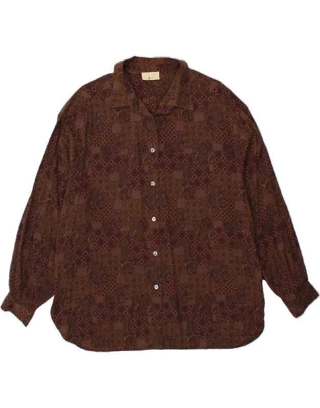 ELENA MIRO Womens Shirt Blouse IT 45 Medium Brown Paisley Viscose