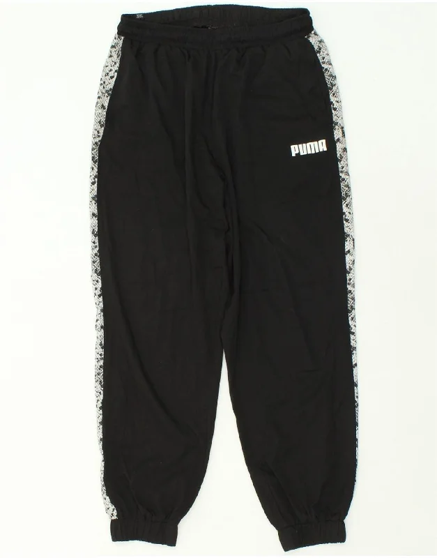 PUMA Womens Graphic Tracksuit Trousers Joggers UK 14 Medium Black