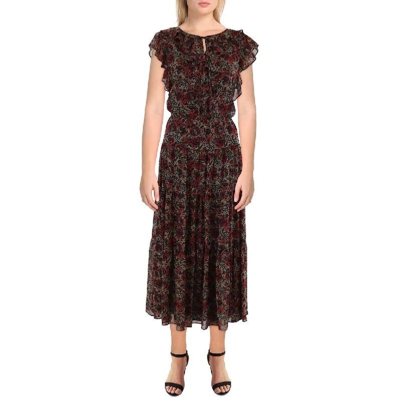 Lauren Ralph Lauren Womens Floral Print Long Maxi Dress