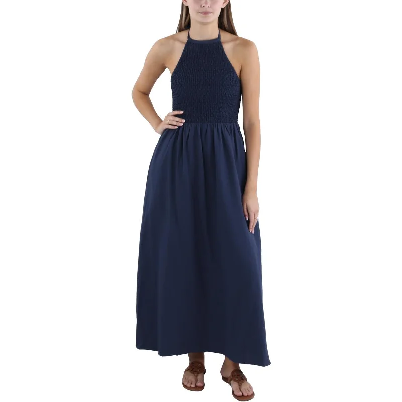 Lost + Wander Womens Smocked Tea Length Maxi Dress