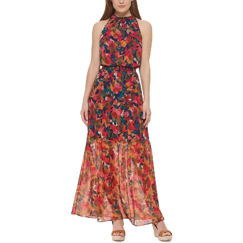 Vince Camuto Womens Plus Chiffon Floral Maxi Dress