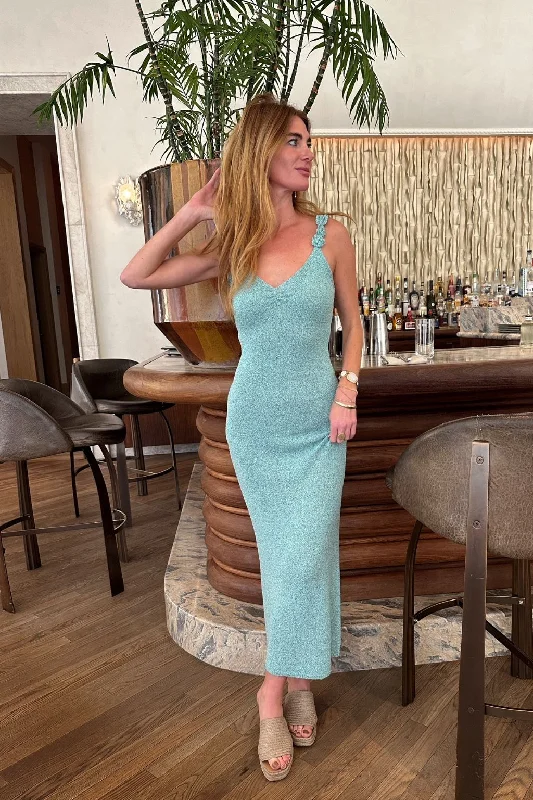 Cyrus Blue Knit Maxi Dress