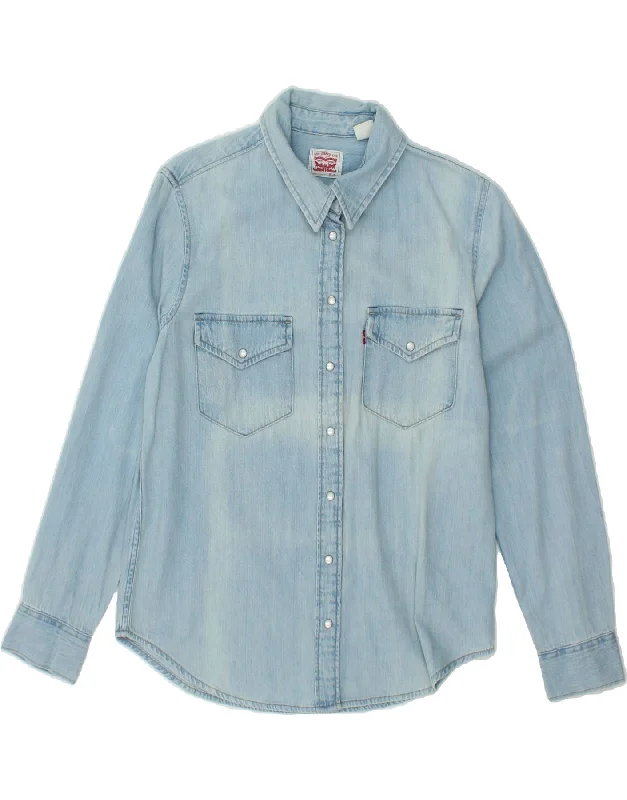 LEVI'S Womens Denim Shirt UK 10 Small Blue Cotton