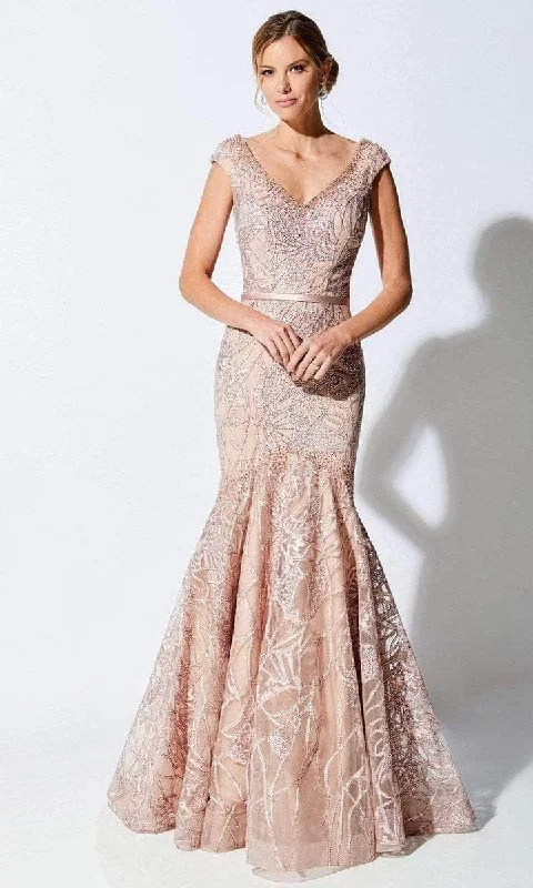 Ivonne D - 221D53 Embroidered V-Neck Evening Dress