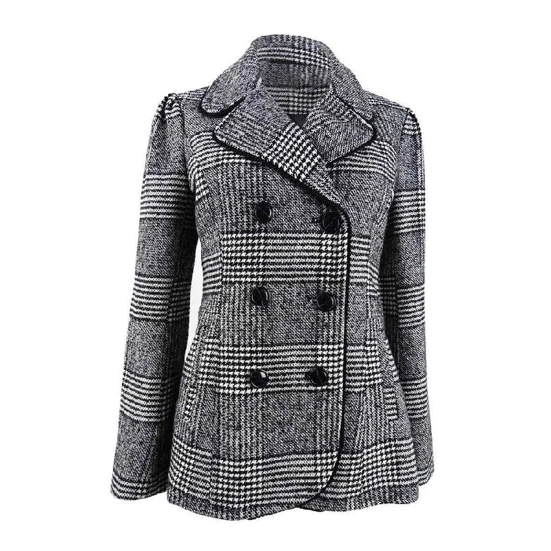 Maison Jules Women's Plaid Peacoat Jacket