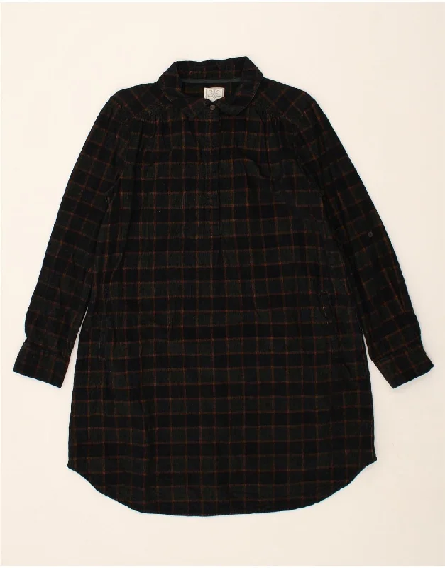 FAT FACE Womens Shirt Dress UK 16 Large Black Check Cotton