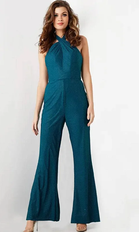 Jovani 25977 - Crisscross Halter Sleeveless Jumpsuit