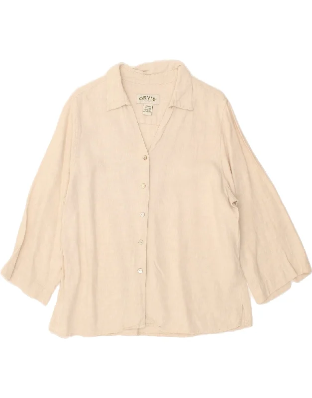 ORVIS Womens Shirt Blouse UK 14/16 Large Beige Linen