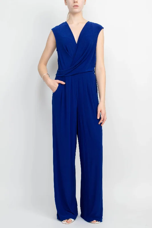 Emma & Michele 101690 - Surplice V-Neck Blouson Jumpsuit