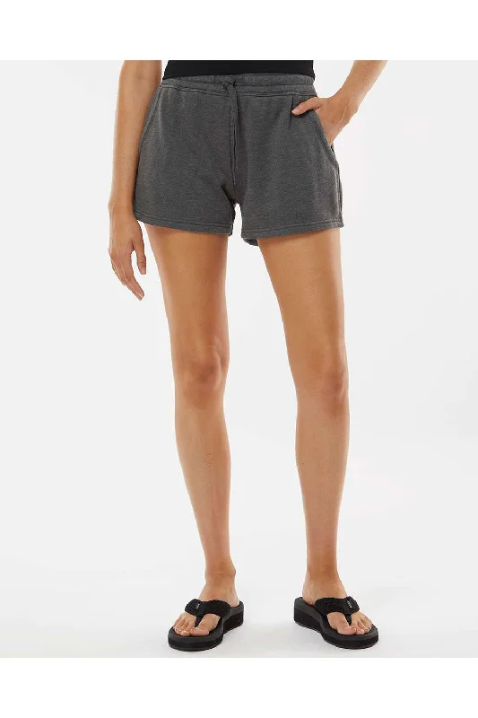 Independent Trading Co. Womens California Wave Wash Fleece Shorts w/ Pockets - Shadow Grey