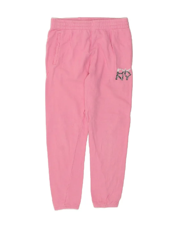 DKNY Womens Graphic Tracksuit Trousers Joggers UK 10 Small Pink Cotton