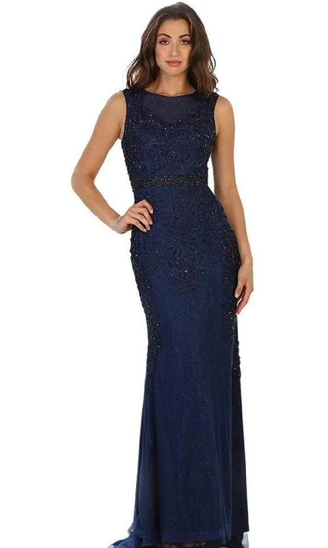 May Queen - Beaded Illusion Bateau Sheath Evening Gown RQ7524