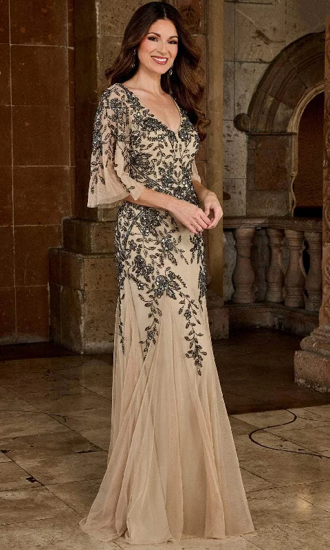 Rachel Allan RB8126 - Beaded V-Neck Long Dress