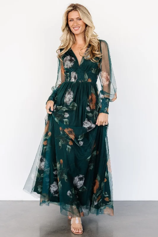 Layla Tulle Maxi Dress | Deep Topaz Floral