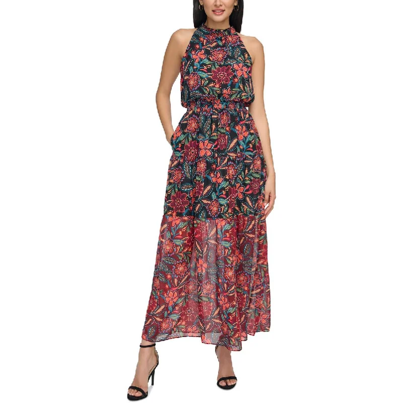 Vince Camuto Womens Smocked Long Maxi Dress