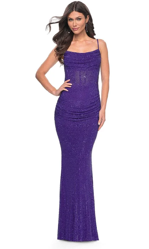 La Femme 31932 - Spaghetti Strap Beaded Prom Dress