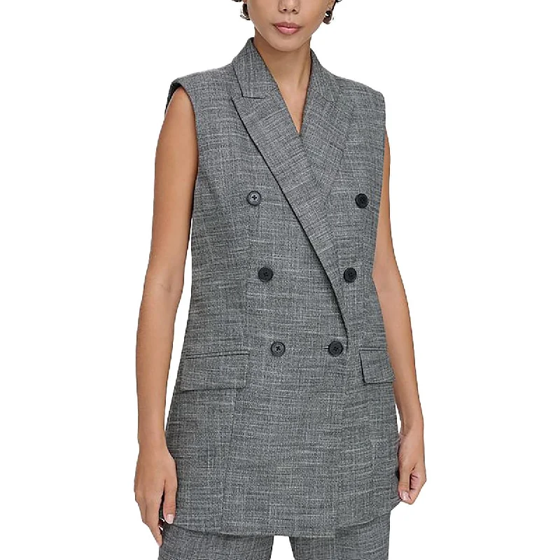 Calvin Klein Womens Slub Business Double-Breasted Blazer