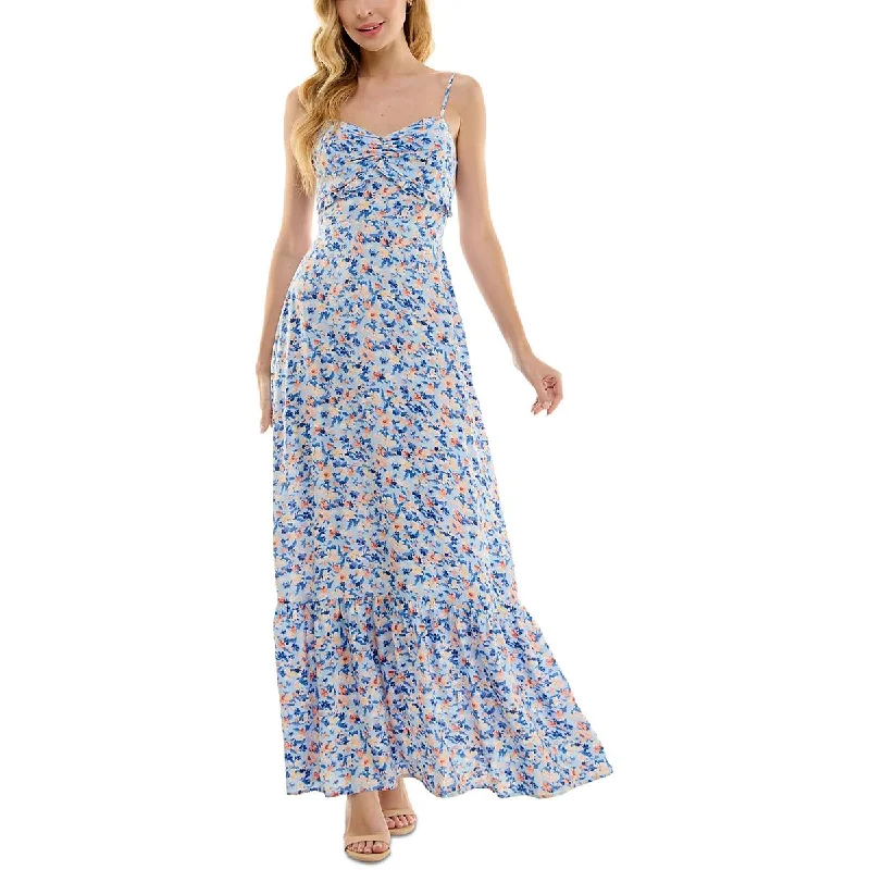 Kingston Grey Womens Juniors Long Floral Print Maxi Dress