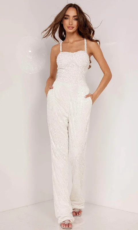 Aleta Couture 1098 - Sleeveless Beaded Prom Jumpsuit