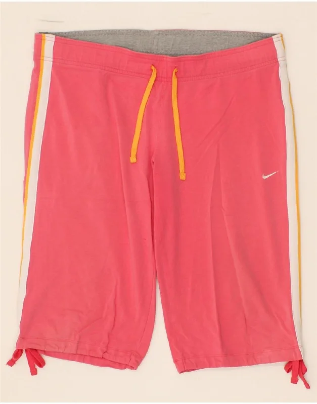 NIKE Womens Bermuda Sport Shorts UK 16/18 Large Pink Cotton