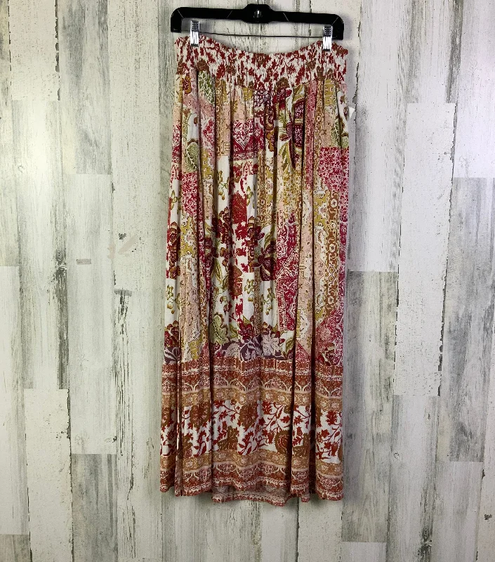 Skirt Maxi By Anthropologie In Cream & Red, Size: 18