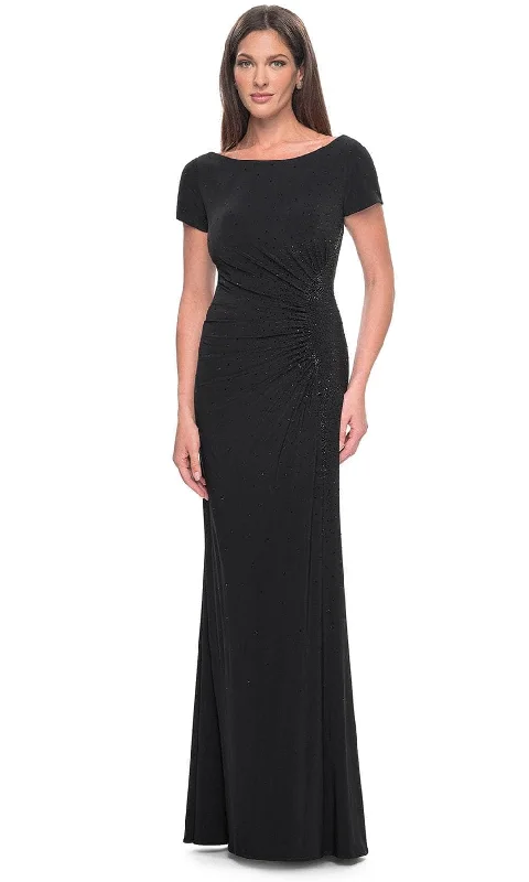 La Femme 31773SC - Short Sleeve Draped Evening Dress