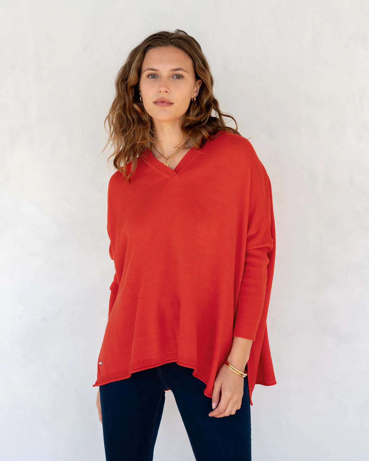 Mersea Catalina V-Neck Sweater Chili Red