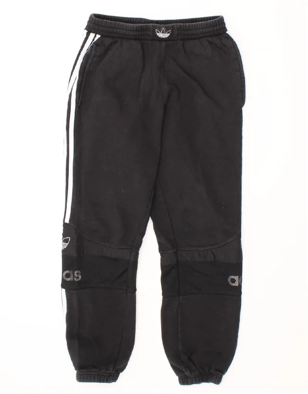 ADIDAS Womens Graphic Tracksuit Trousers Joggers UK 10 Small Black Cotton