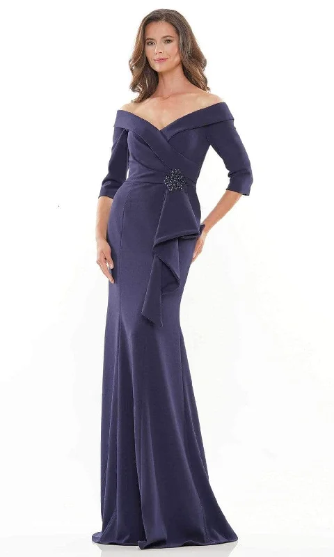 Rina Di Montella - RD2733 Brooch Accented Off-Shoulder Prom Gown