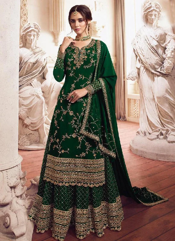 Admirable Green Zari Georgette Pakistani Palazzo Salwar Suit