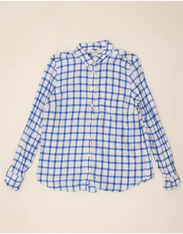 J. CREW Womens Shirt UK 14 Medium Blue Check Cotton