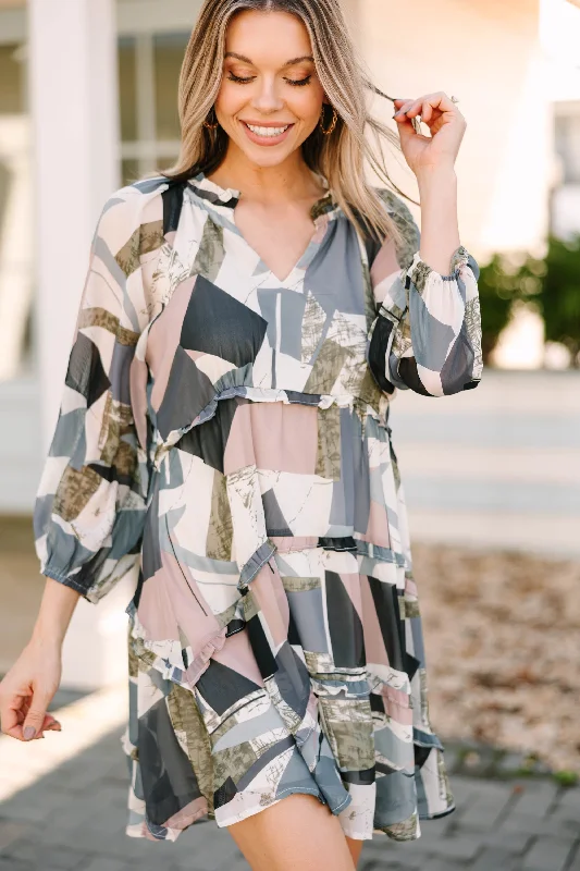 Promised Fun Gray Abstract Dress