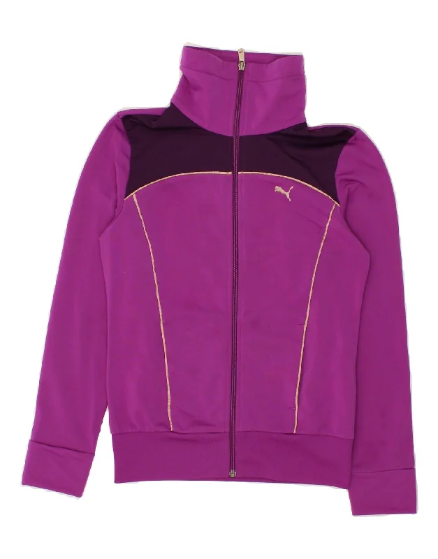 PUMA Womens Tracksuit Top Jacket UK 8 Small  Purple Colourblock