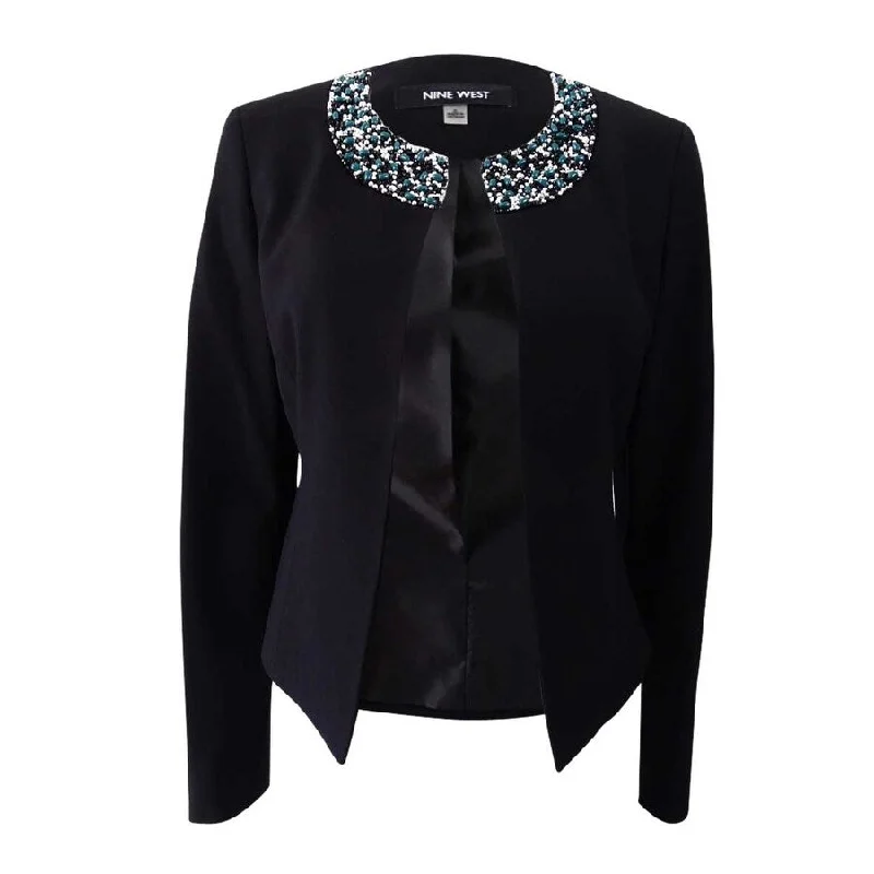 Nine West Women's Beaded Open-Front Blazer