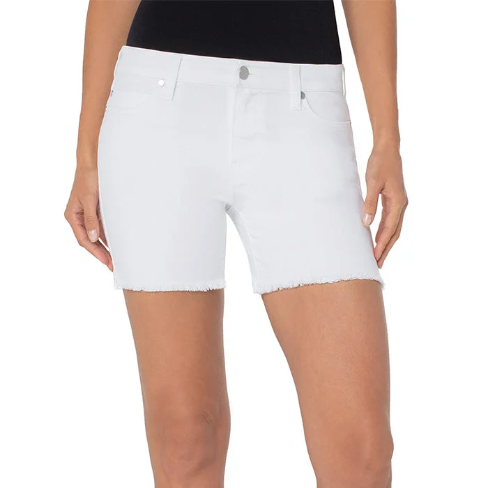 Liverpool Vickie 5-Inch Fray Hem Short - Bright White