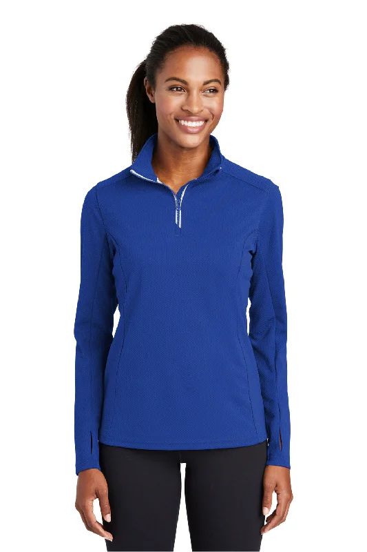 Sport-Tek Womens Sport-Wick Moisture Wicking 1/4 Zip Sweatshirt - True Royal Blue