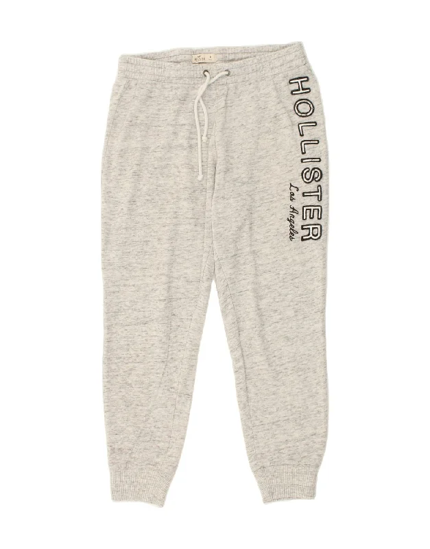 HOLLISTER Womens Graphic Tracksuit Trousers Joggers UK 14 Medium Grey