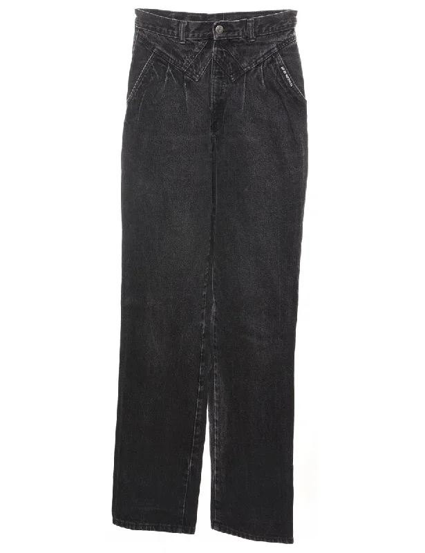 Black Distressed Tapered Jeans - W26 L33